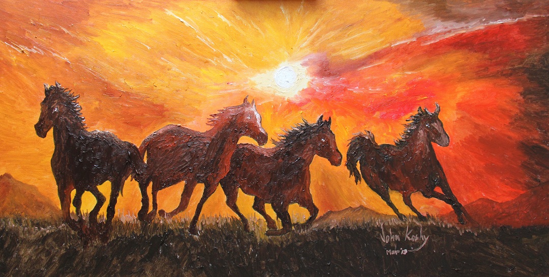 Wild Horses at Sunset, Western Montana